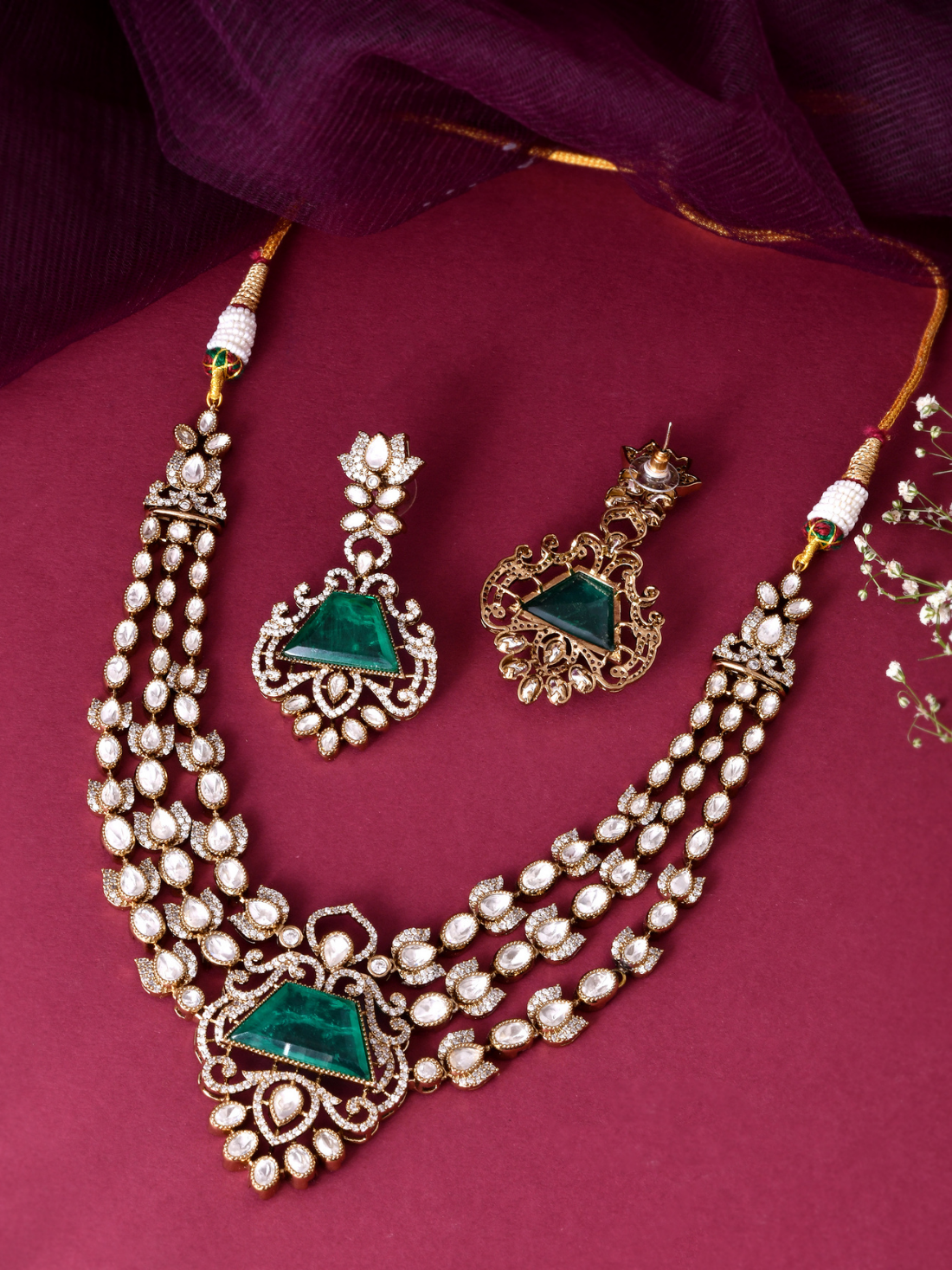 Contemporary Polki Emerald Choker Set | Jewellery By Kamla Poddar