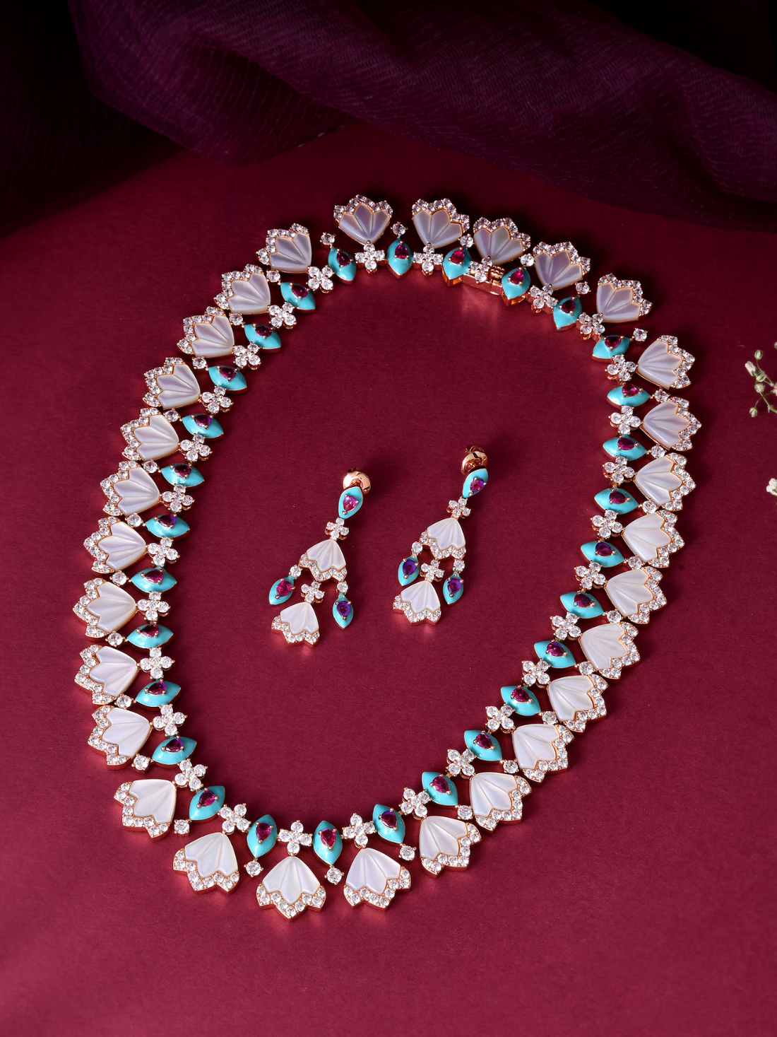 Contemporary Mother Of Pearl Necklace Set | Jewellery By Kamla Poddar