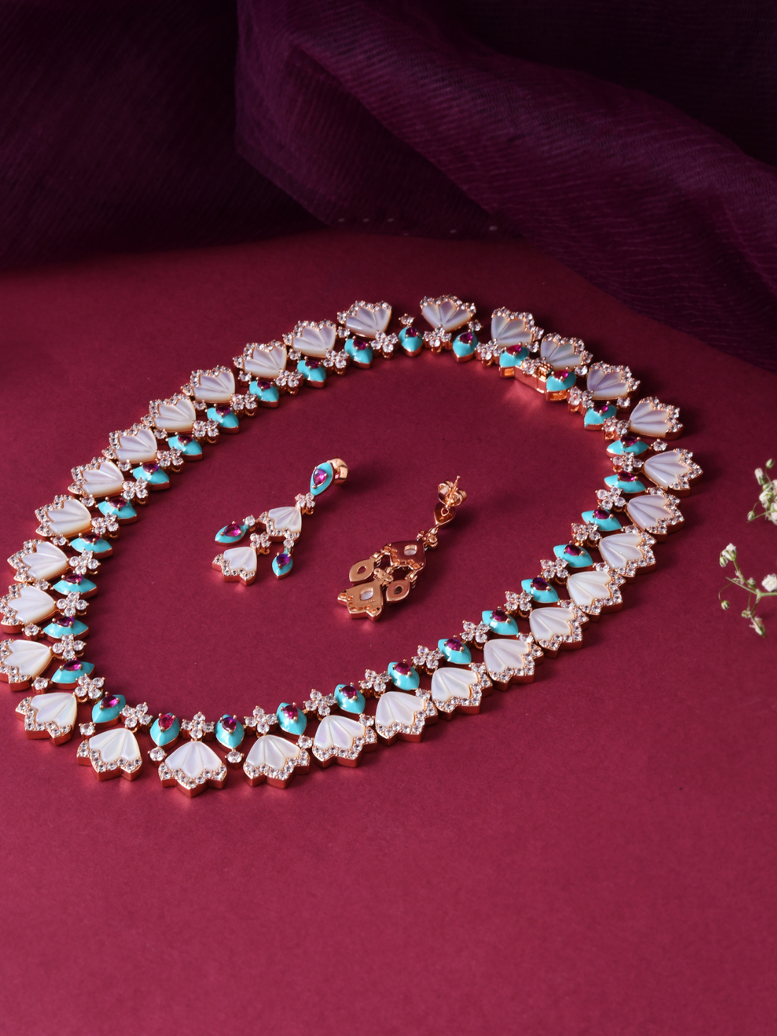 Contemporary Mother Of Pearl Necklace Set | Jewellery By Kamla Poddar