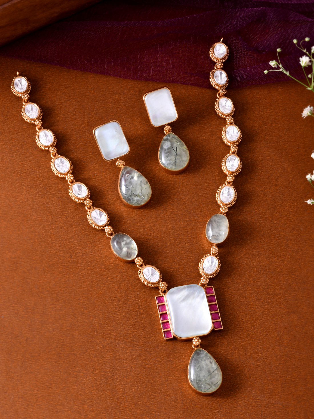 MOP-Polki Necklace Set