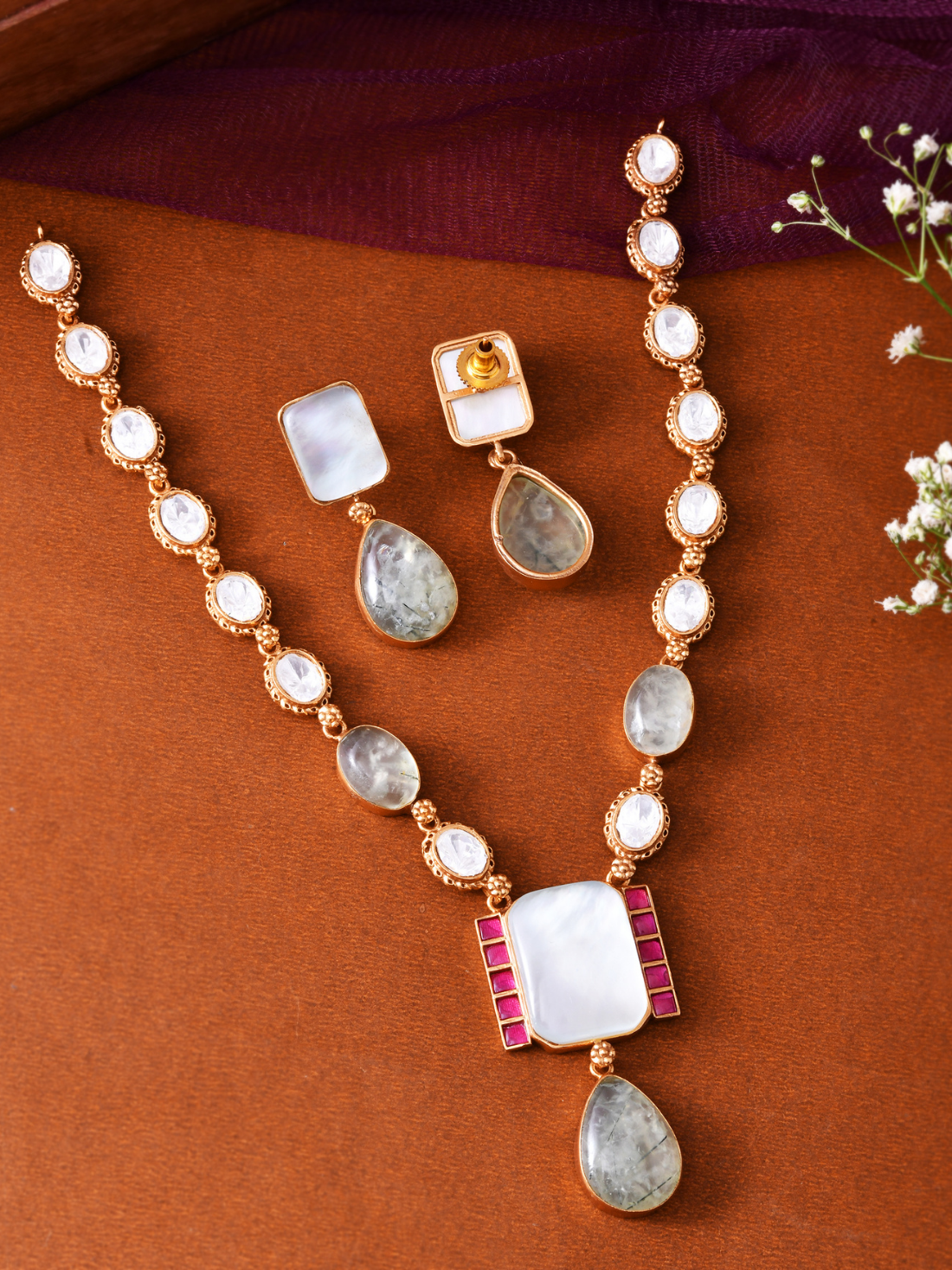 MOP-Polki Necklace Set