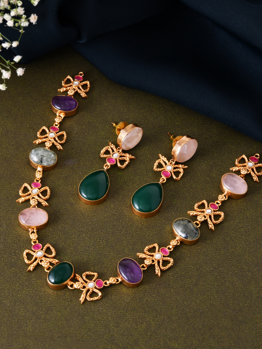Natural Stone Choker Set with Kundan Work