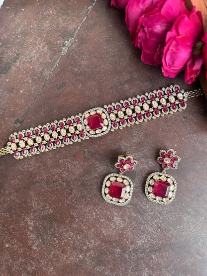 Ruby and Polki Kundan Choker Set