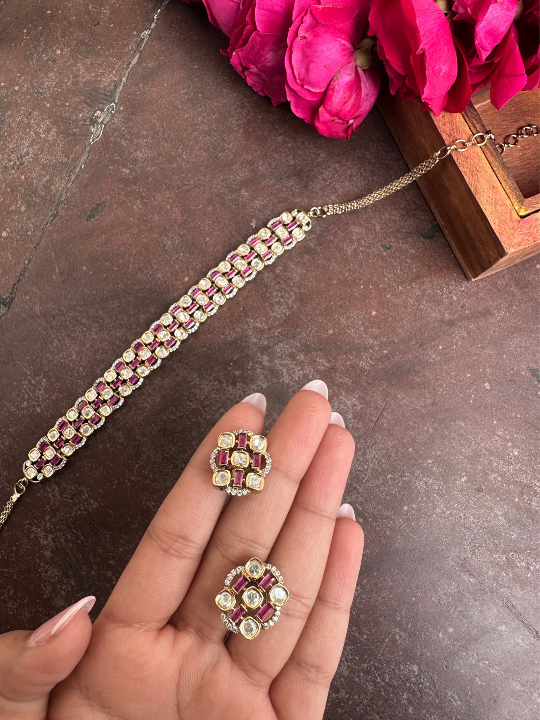 Ruby and Polki Kundan Choker Set