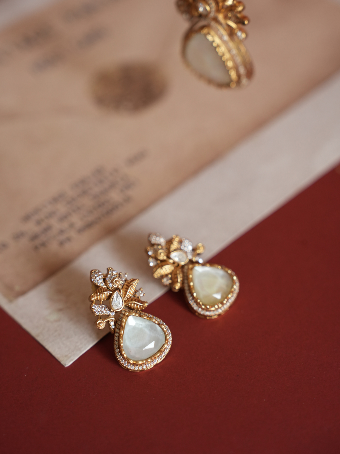 Polki Pendant Set with Teardrop Moonstone