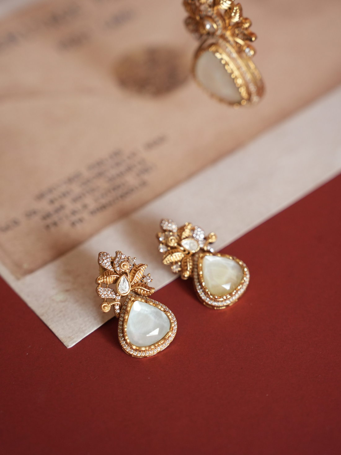 Polki Pendant Set with Teardrop Moonstone